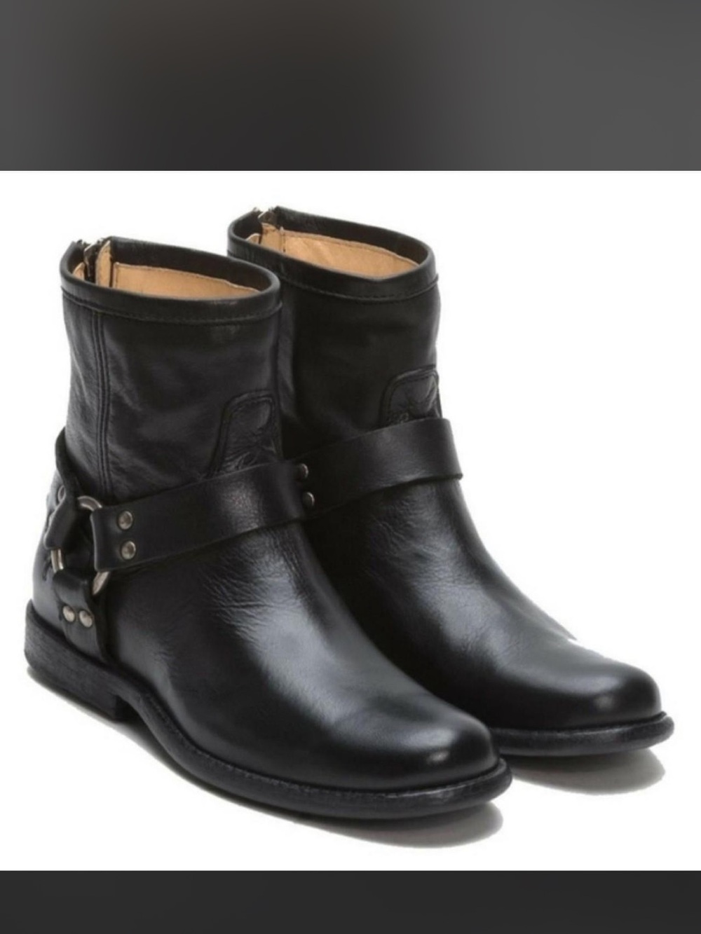 Frye Black Philip Leather Harness Boots